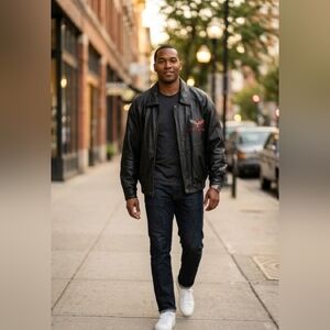 Men's Classic Black Corvette Racing Leather Jacket